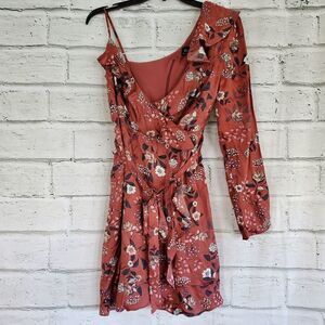 Bardot one sleeve floral faux wrap mini dress Womens Size 6 small